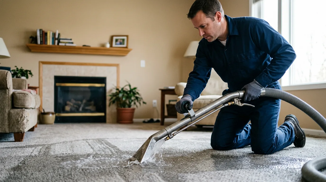 Water damage restoration technician working near Libertyville, IA